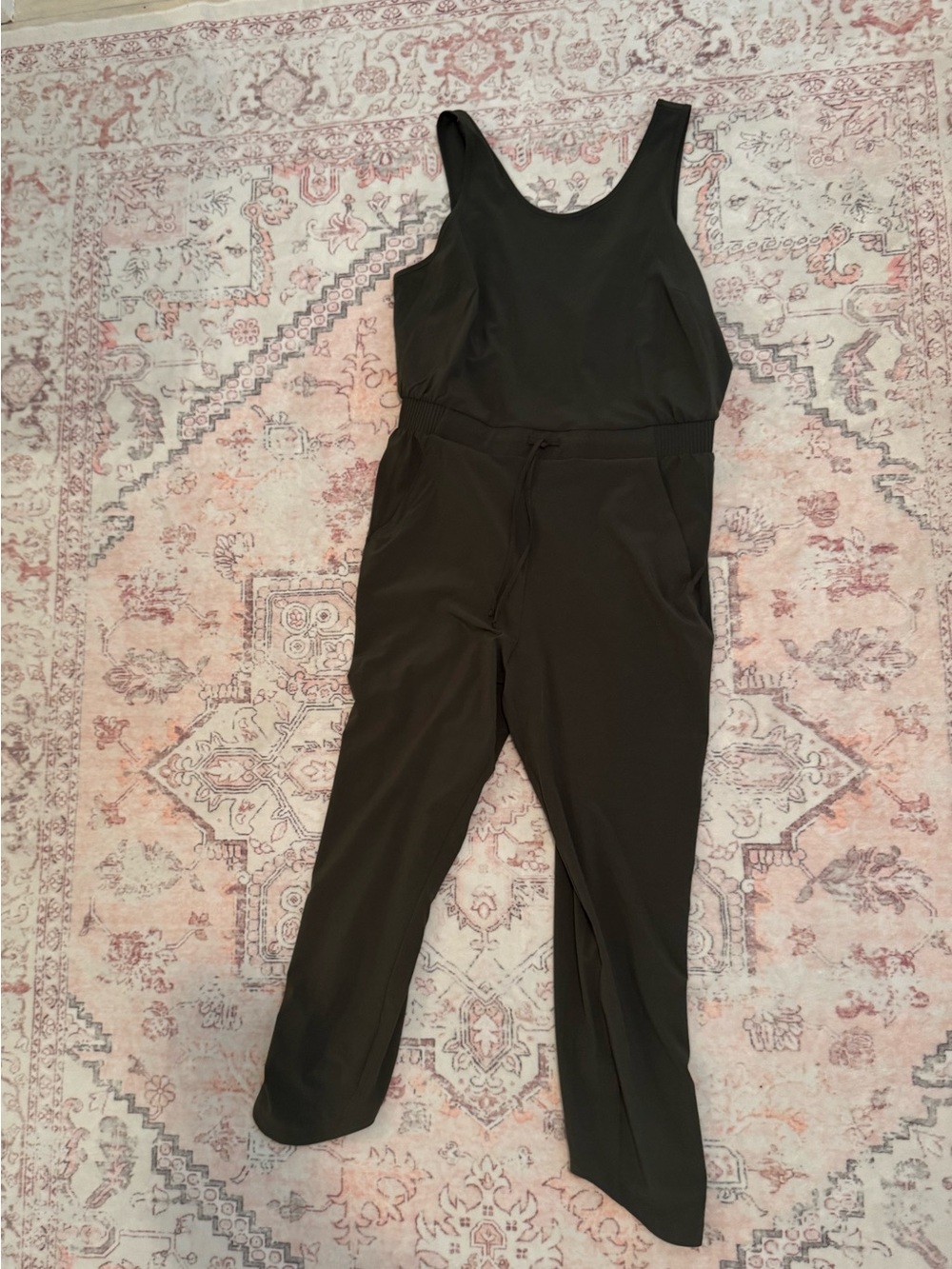 all in motion dark green Sleeveless Jumpsuit with Drawstring Waist